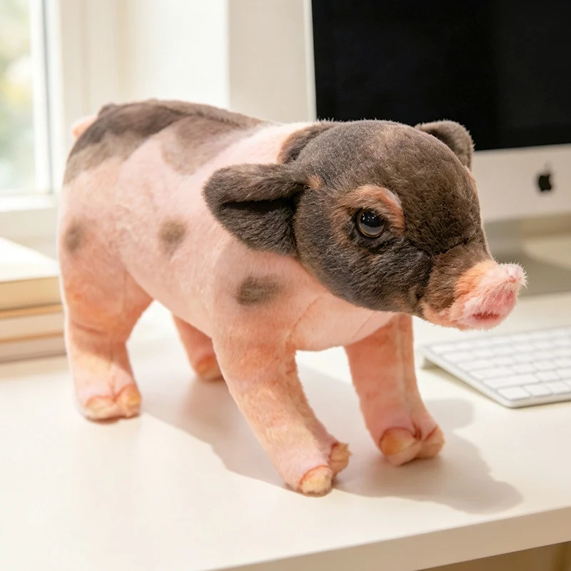 TreasuringU Lifelike Pig Plush Toy 28cm Realistic Spotted Piglet Stuffed Doll Soft Pig Animals Throw Pillow Fun Birthday Gifts