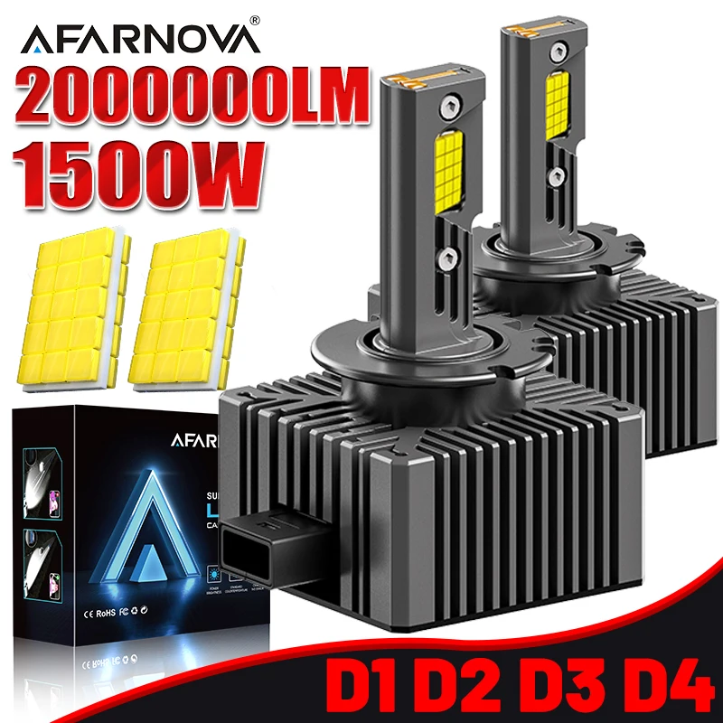 

D1S D3S D2S D4S LED CANBUS Headlight 1500W 2000000LM Bulb Super Bright D1R D3R D2R D4R Xenon Light for Car 6000K Automobile 12V