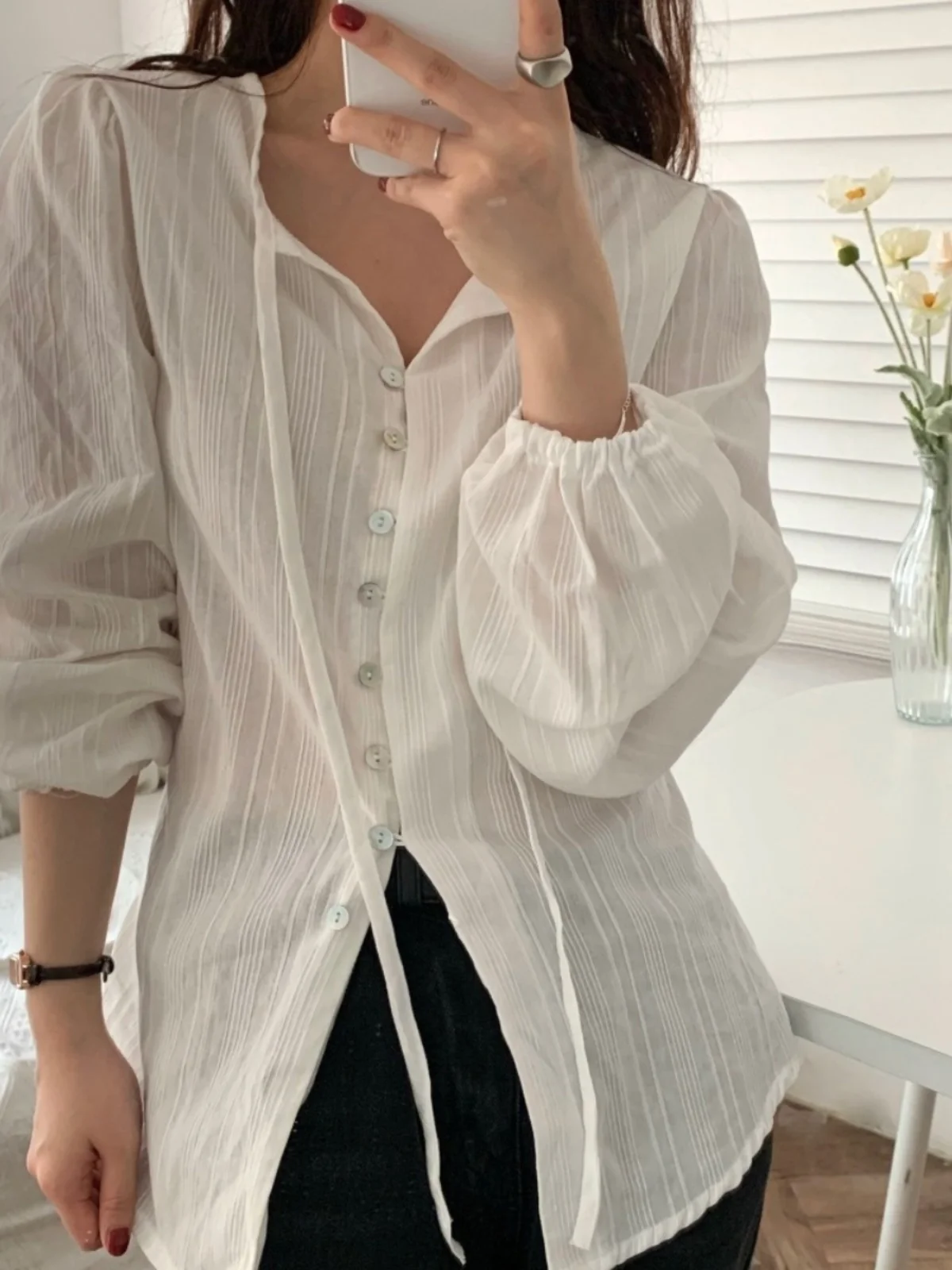 

Ele для похудения Long Sve irt, женский весенний новый дизайн пояса с одной пуговицей, корейский свободный крой, белый irt