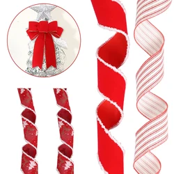 2m/Roll Christmas Ribbon Imitation Hemp Ribbon Wire Edge Linen Ribbon Christmas Tree Decor Plaid Ribbon Gift Packaing Props