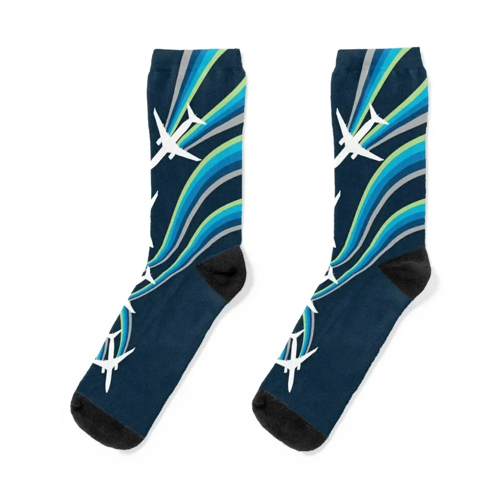 

Aurora Borealis Airplane Socks fashionable New year's Socks For Girls Men's