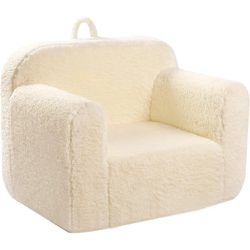 

Kids Snuggly-Soft Sherpa Chair, Cuddly Toddler Foam Chair for Boys and Girls, Cream