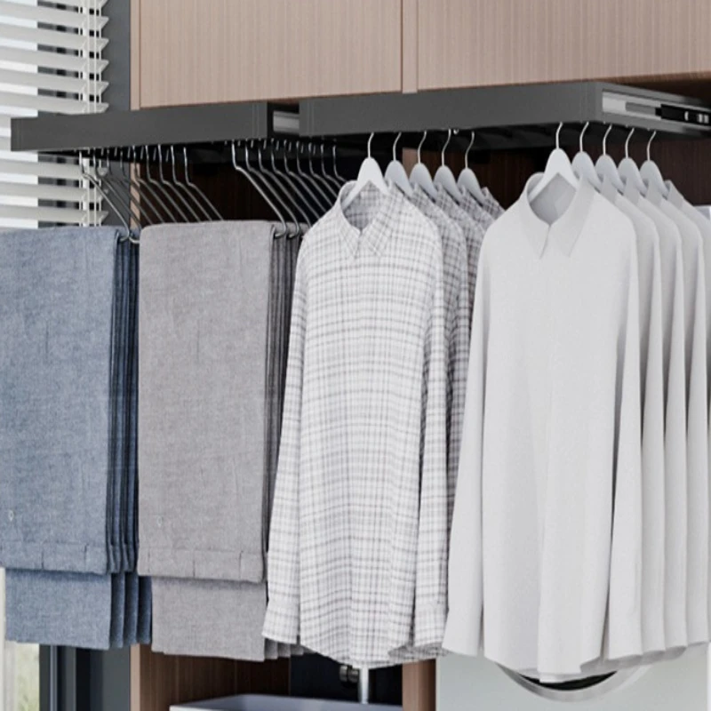 Hidden Telescopic Drying Rack, Retractable Pull Out Pants Shelf, Ultra Thin Storage Slide Rail, Aluminum Non Slip Clothes Hanger