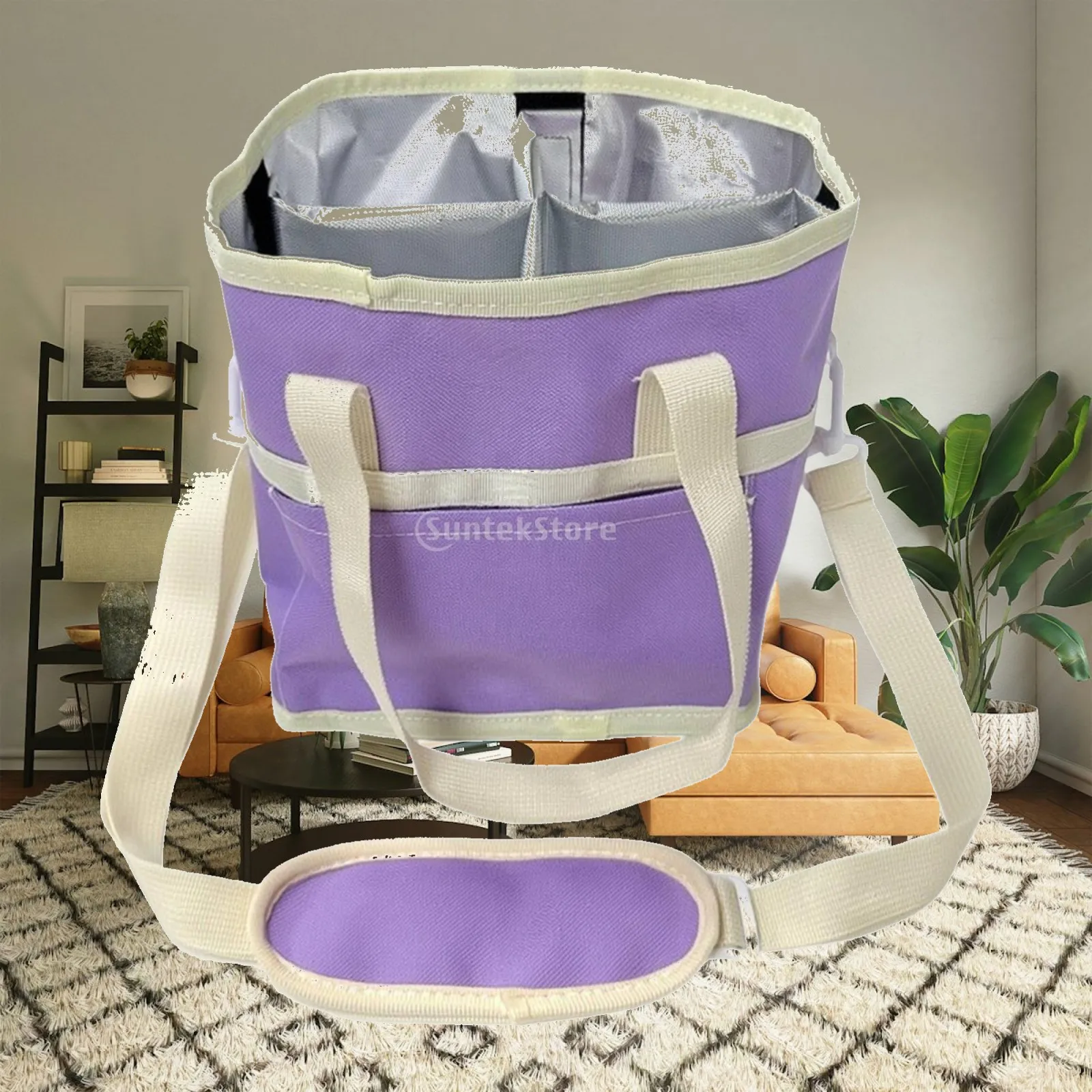 Multi Compartment Drink Caddy Bag with Silver Thermal Insulation for Keeping Beverages Cold or Warm