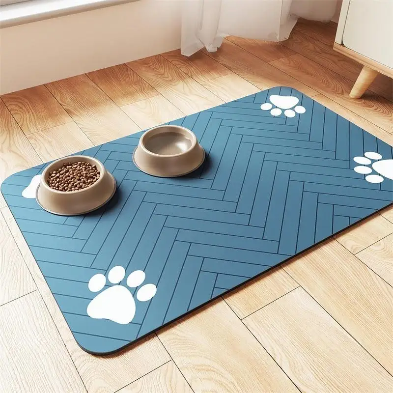 Absorbent Pet Placemat Diatomaceous Mud Mat For Water Food Bowl Waterproof Non Slip Pad For Kitchen Dining Room