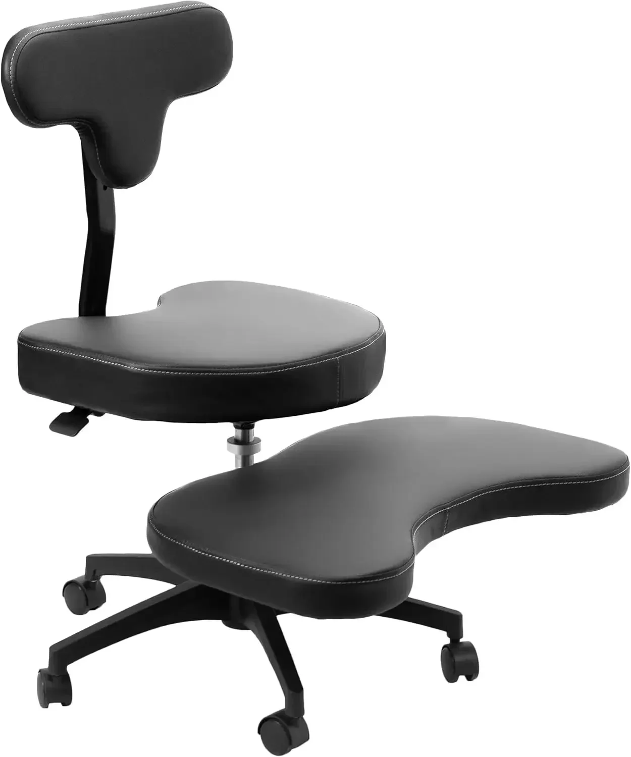 Ergonomic Mobile Cross Legged Desk Chair with Wheels, Home and Office, Flexible Kneeling Chair, Adjustable Seat, Backrest, Black