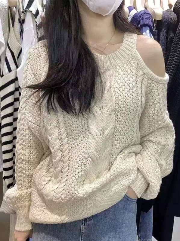 

Вязаный свитер с колючками, женский осенне-зимний свободный длинный свеч ort Pure Sle, корейский дизайн, цилиндрический топ