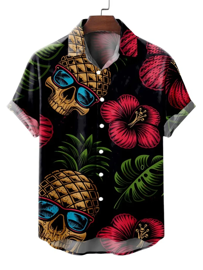 Men's 3D Print Button Shirts Short Sleeve Tops Tees Hawaiian Beach Shirt Camisas De Hombre Costumes Personality Comfortable Top