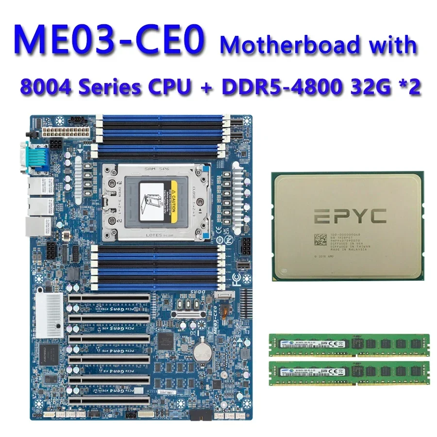 ME03-CE0 REV.1.0 / 32GB DDR5-4800 RAM AMD EPYC 8534P 8434P 8324P 8224P 8124P 8024P CPU procesador probado bien antes del envío