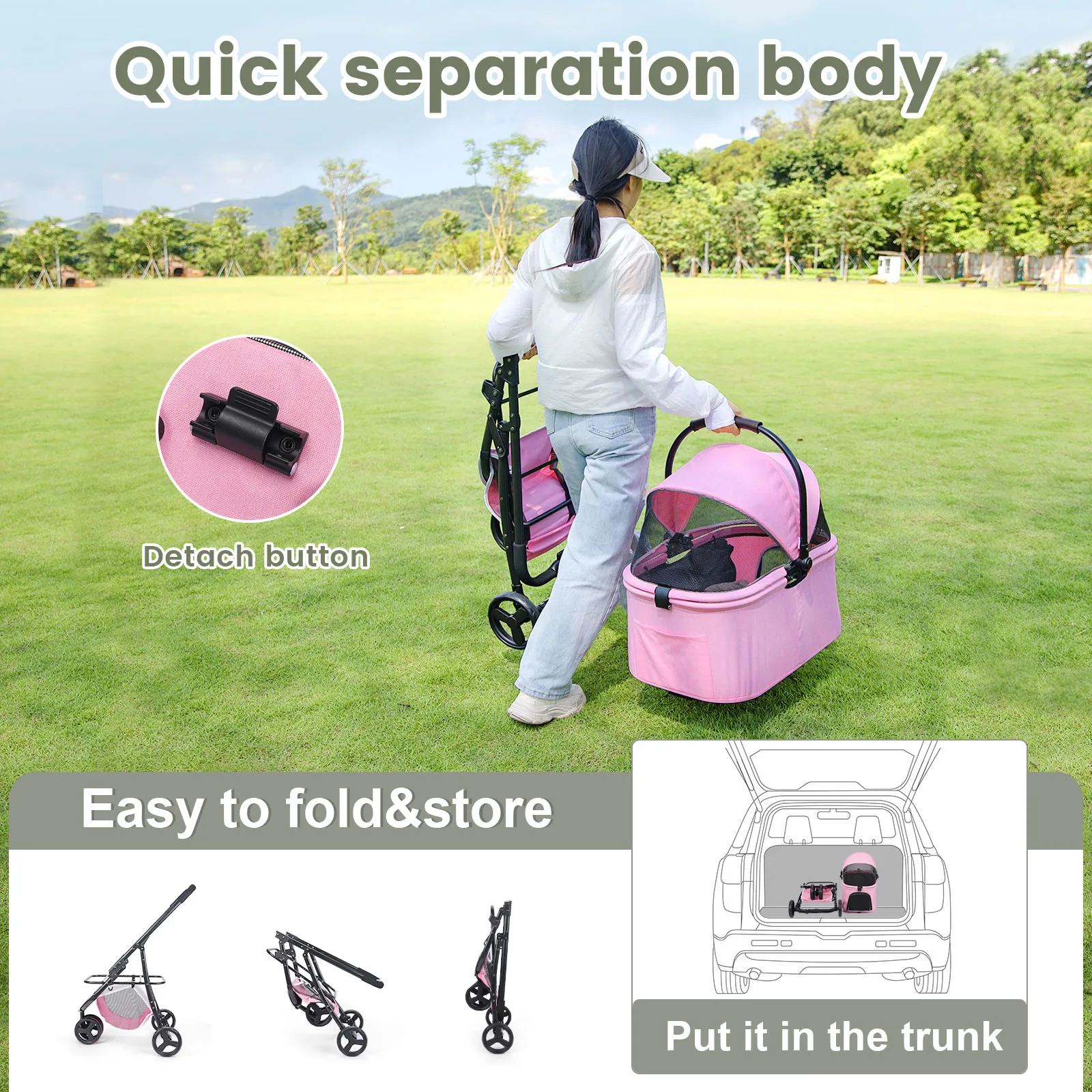 Cat carriers Universal Wheel Luxury Detachable Pet Stroller Design Dog Cart Outdoor Travel dogs accessories trasportino per cani