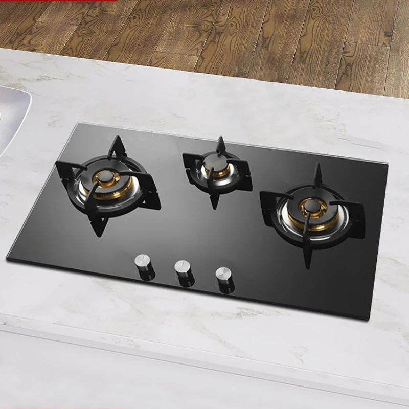 Three-burner gas stove, household, double, 3-hole multi-head, two-eye, natural embedded in desktop