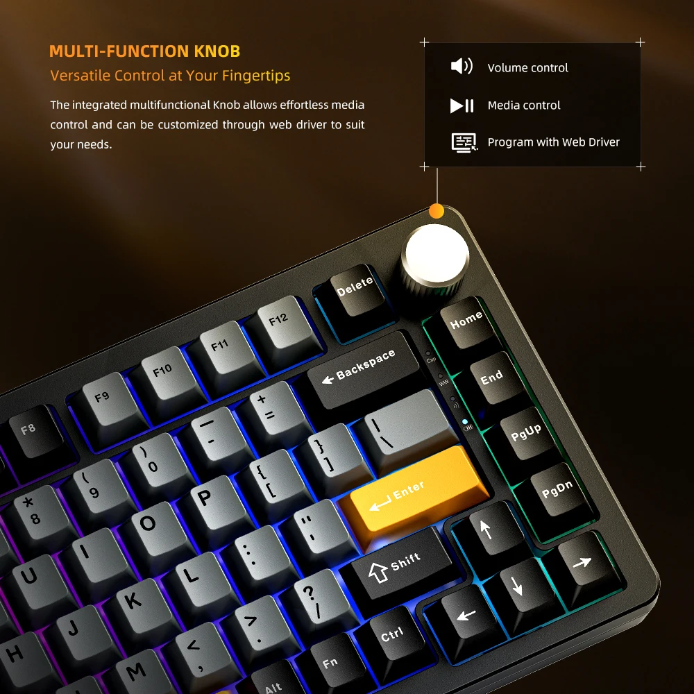 Machenike K600-B82W mechanische tastatur dichtung montiert 75% ansi layout web treiber unterstützung rgb hintergrund beleuchtete drahtlose spiel tastatur