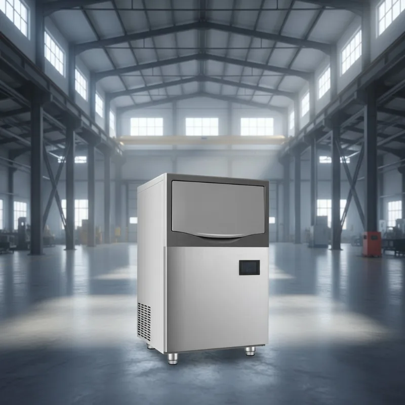 Commercial Nugget Ice Maker with 45KG Daily Output and Built-in Storage for Small