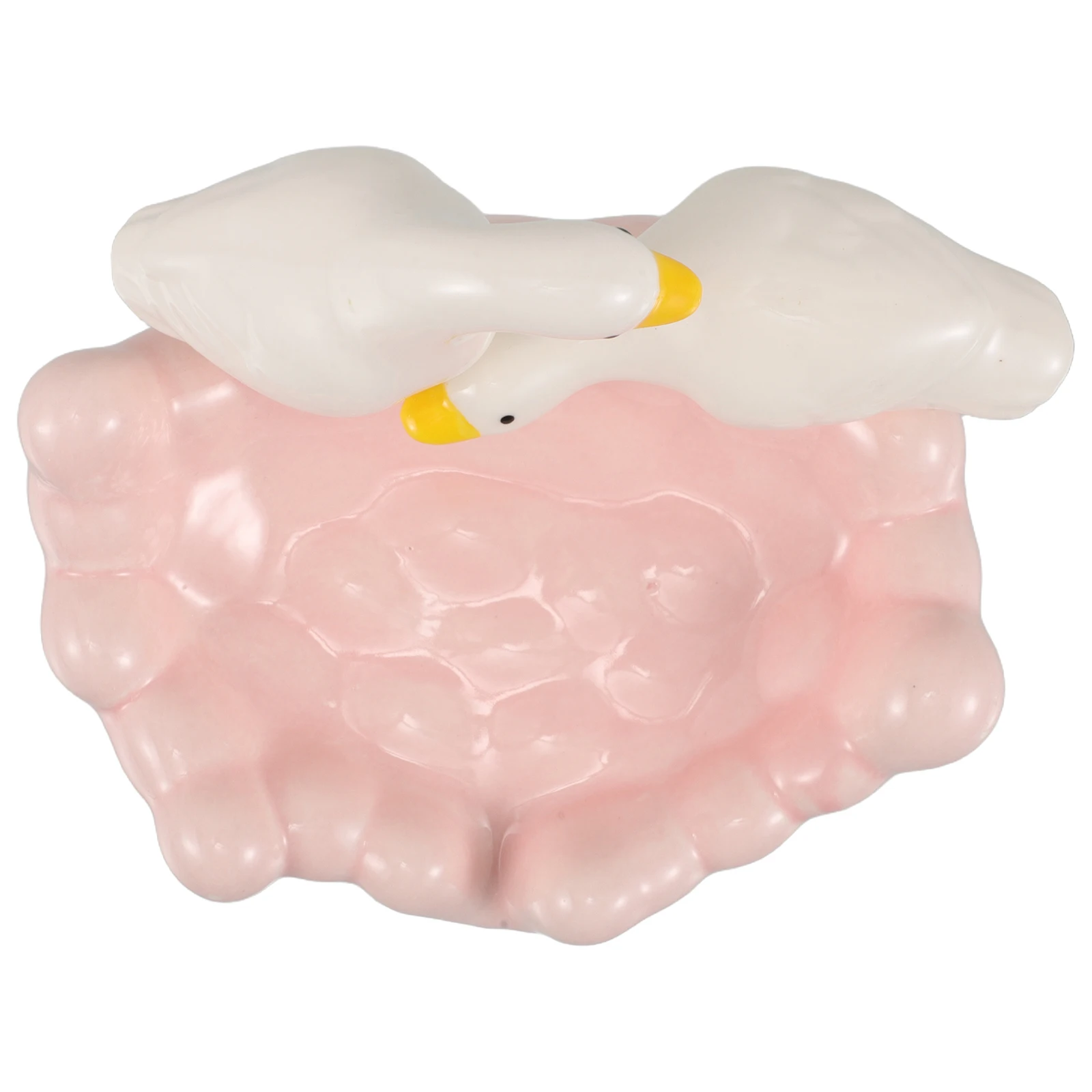 

Ceramic Duck Soap Holder with Drainage Tray Bathroom Sink Accessory Cute Animal Soap Dish for Kids Adults Non Slip Base