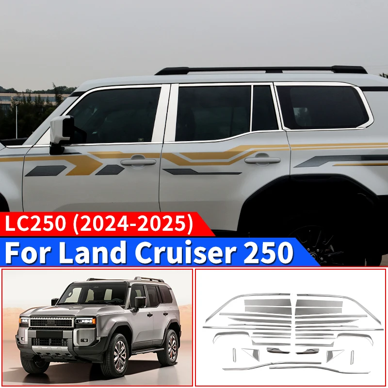 For Land Cruiser Prado LC250 250 1958 2024-2025 Stainless Steel Window Trim Anti-Rust Protection Exterior Upgrade Accessory