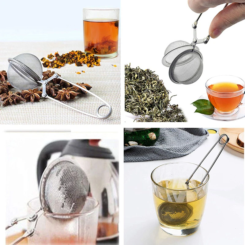 1x Tea Infuser Stainless Steel Sphere Mesh Tea Strainer Coffee Herb Spice Filter Diffuser Handle Tea Ball Match Tea Bags