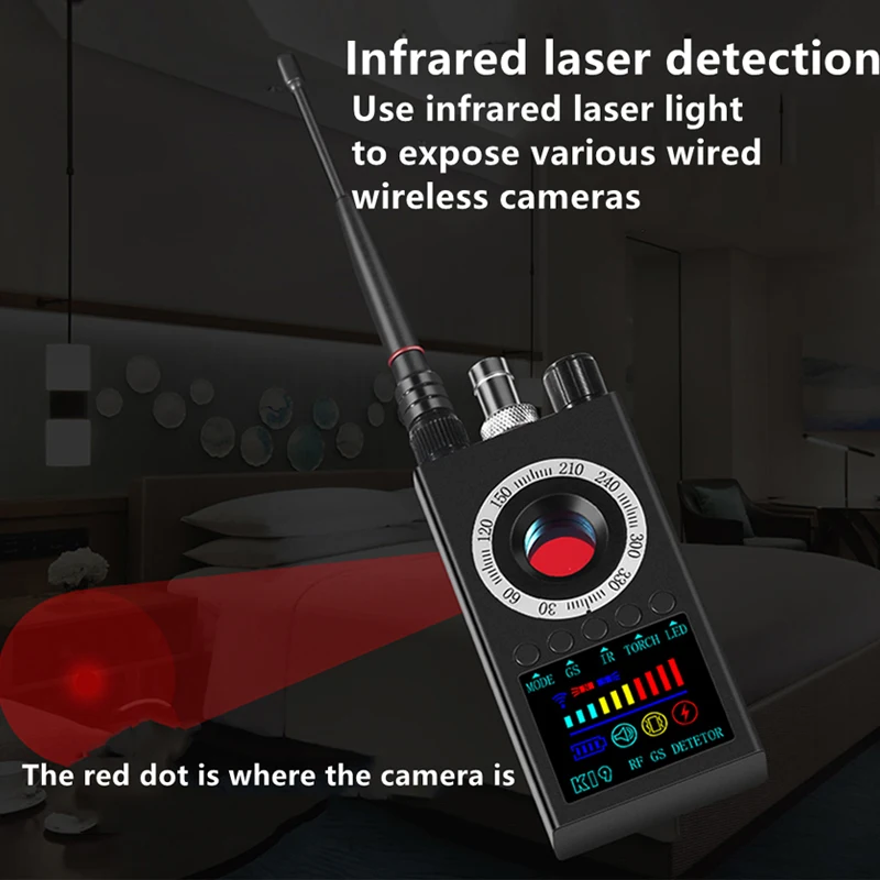 K19 ترقية إشارة RF كاميرا خفية كاشف مكافحة التجسس صريح الثقب مايكرو كام مسح المغناطيسي لتحديد المواقع محدد GSM سر علة مكتشف