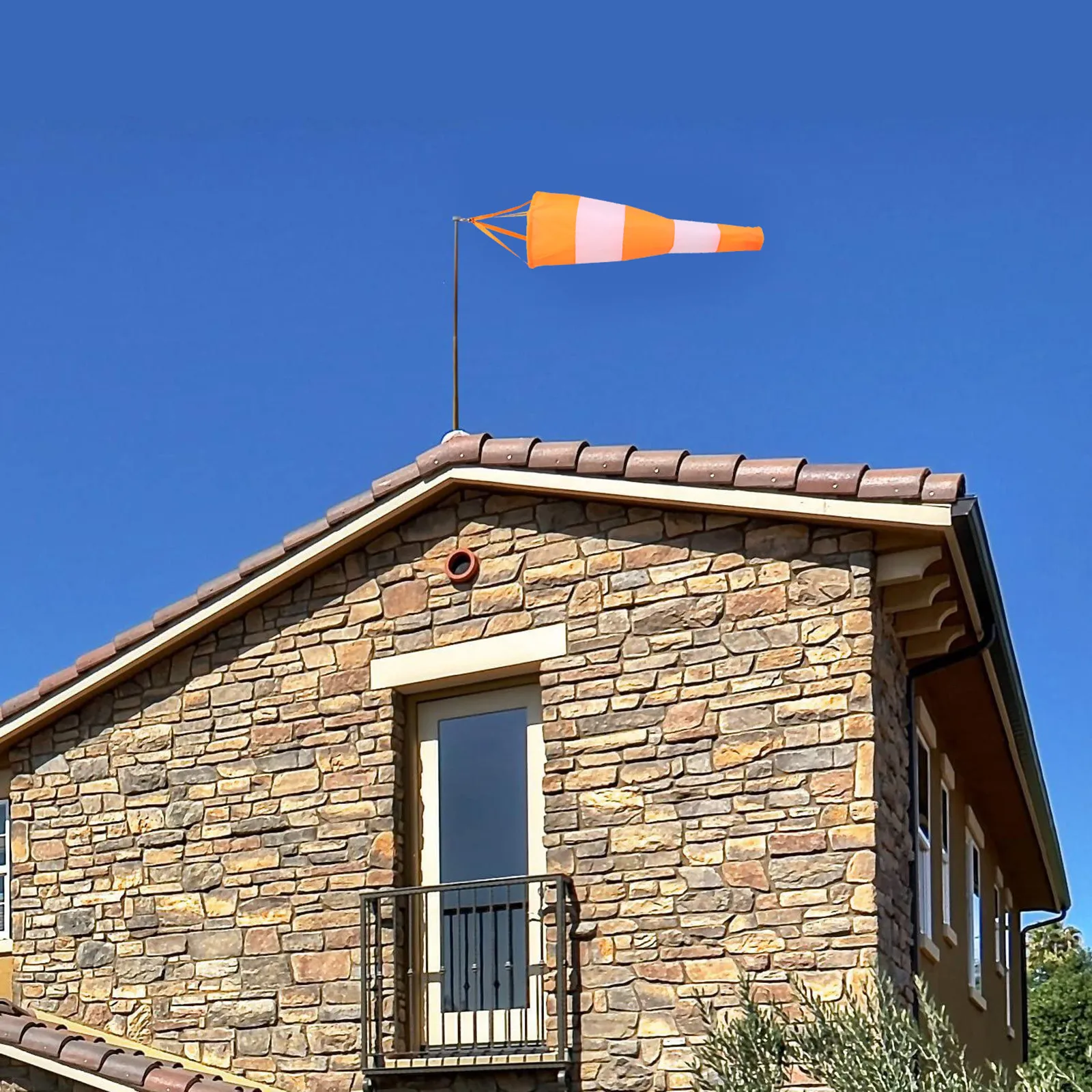 Orange White Wind Direction Measurement Windsock High Visibility Reflective Fluorescent Outdoor Wind Indicator Flag Garden Decor