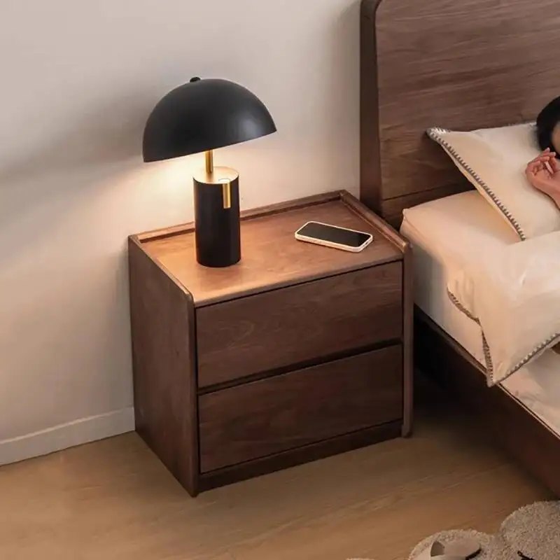 طاولة بجانب السرير بسيطة من الخشب الصلب بتصميم إبداعي إسكندنافي حديث منضدة تخزين مع أدراج أثاث غرفة نوم Mesa De Noche