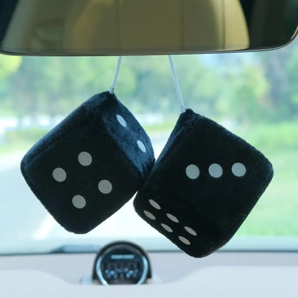 Dice Pendant for Car Colorful Dice Rearview Mirror Accessory Plush Dice Pendant Car Hanging Ornament Set for Rearview Mirror