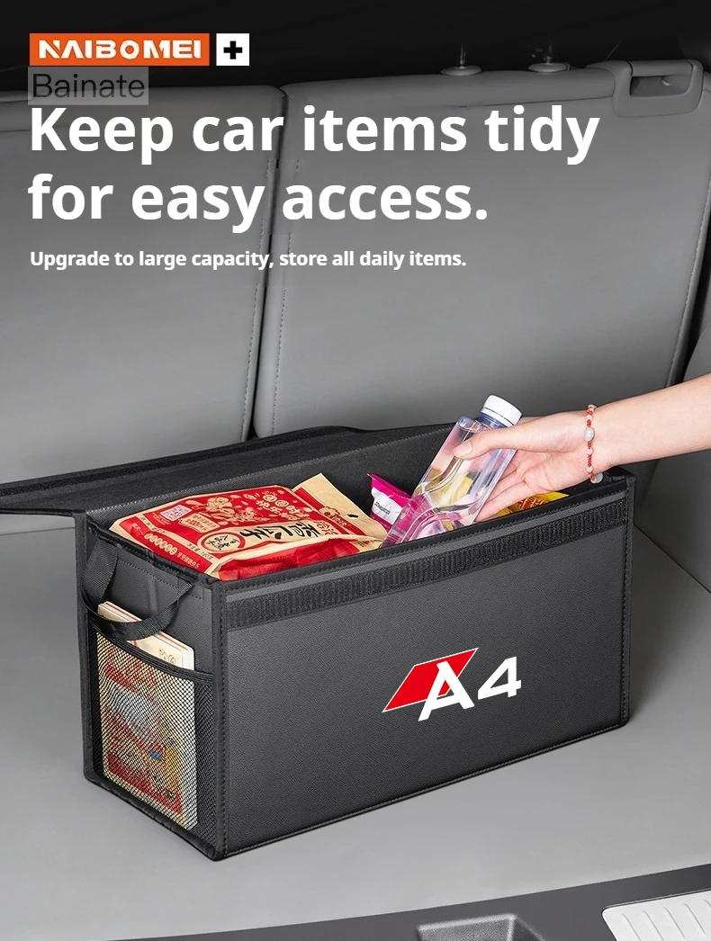 Auto-Kofferraum-Aufbewahrungsbox, Für AUDI A4 B6 8ed B7 B8 B9 2015-2025 Tragbare Faltbare Großraumige Auto-Organizer Innenausstattung – Detail 2