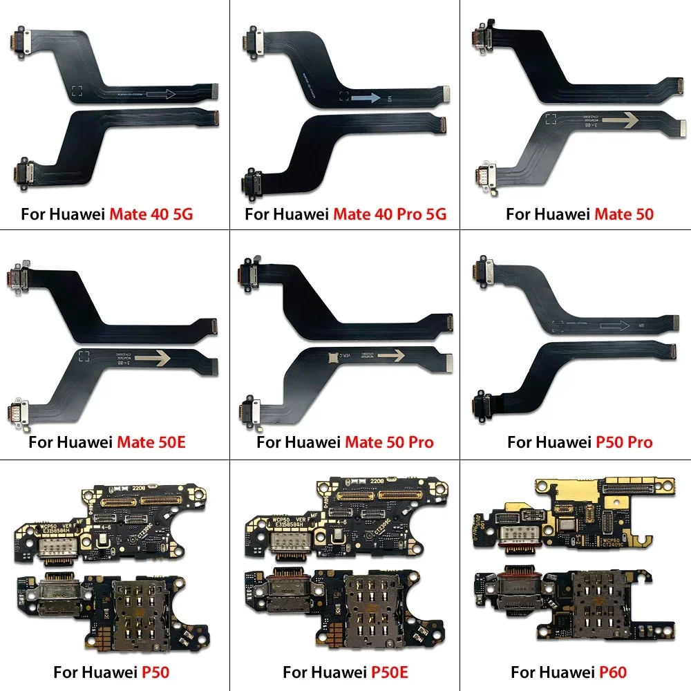 10 PCS USB Power Charging Connector Plug Port Dock Flex Cable For Huawei P50 P50 Pro P60 Pura 70 Pura 70 Pro Mate 40 5G Mate 50