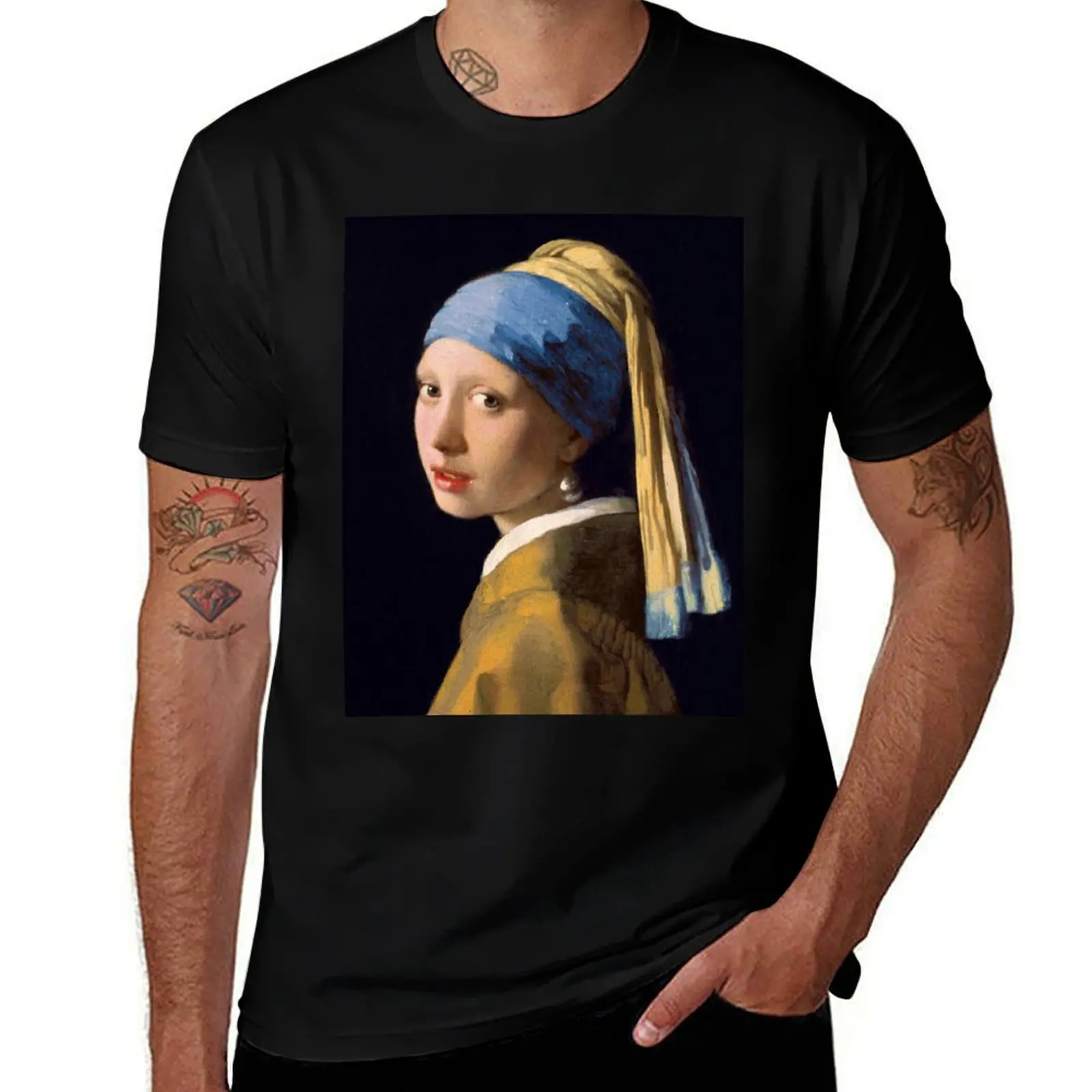 Johannes Vermeer Girl with a Pearl Earring T-Shirt Basic All Season Solid T-Shirt