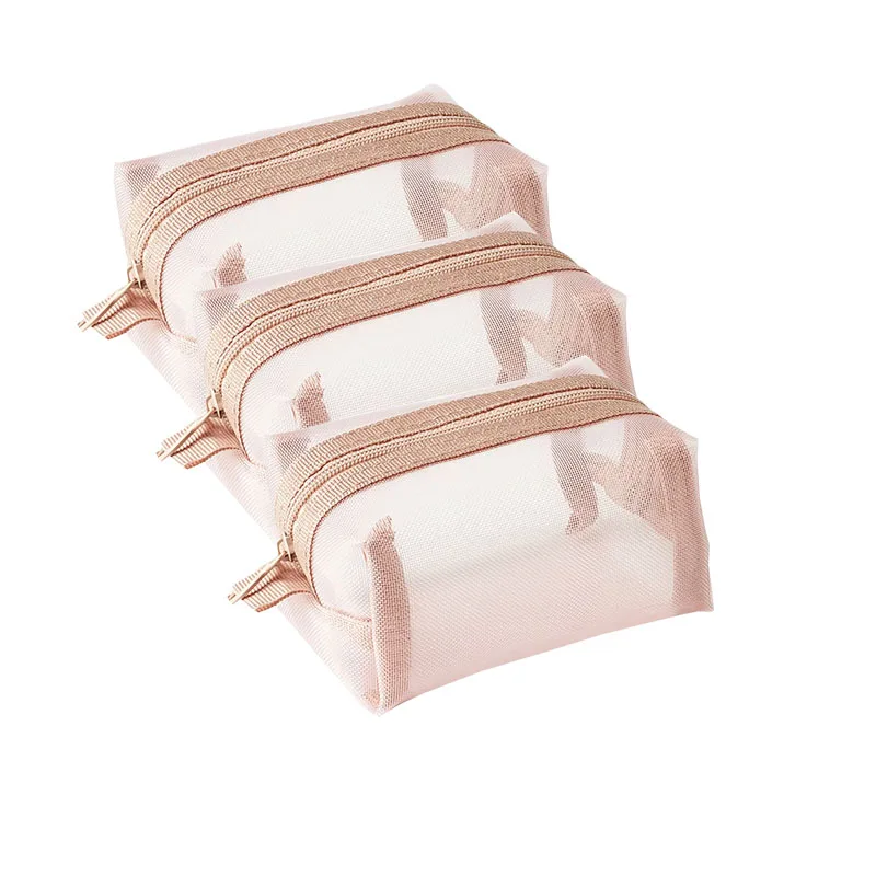 Mini Clear Nylon Mesh Cosmetic Bags Cute Women Small Lipstick Makeup Bags Pouch Data Line Key Earphone Organizer Case