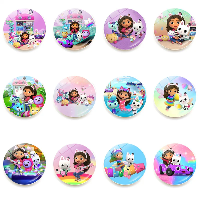 25mm Gabby Dollhouse Fridge Magnets Crystal Glass Soft Magnetic Whiteboard Sticker Sticker Home Decoration Girls Birthday Gift