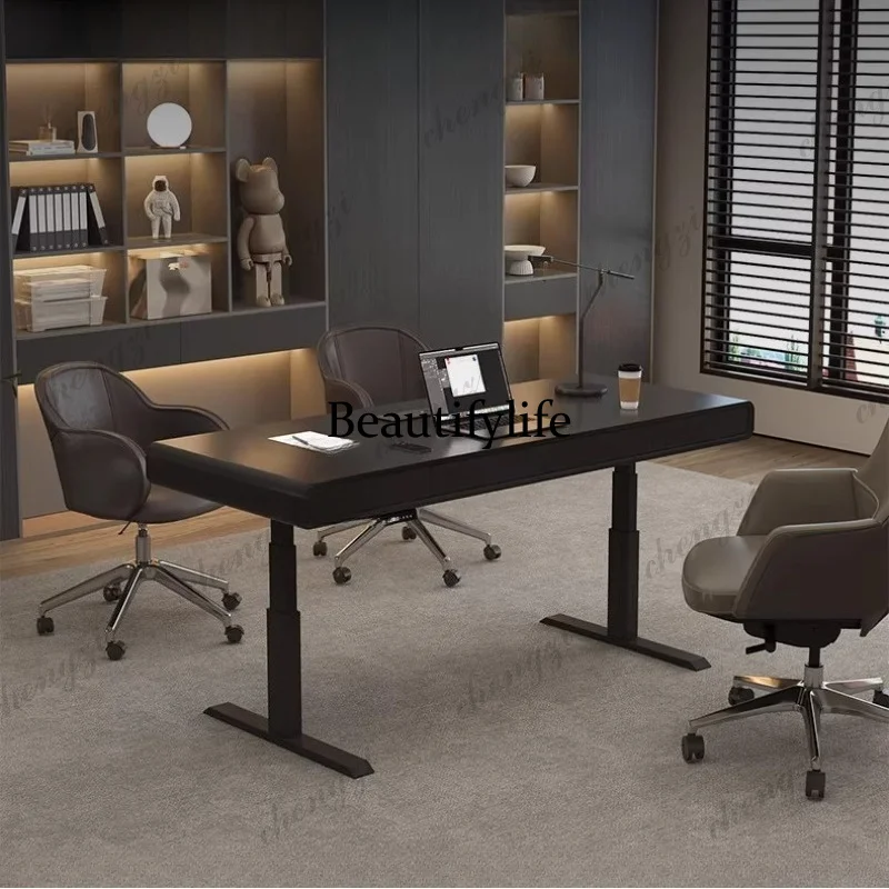 

Luxury Minimalism Italian Style Light Room Desks Computer Desk Motion Desk Standing Tables Height Adjustment Table Office Table