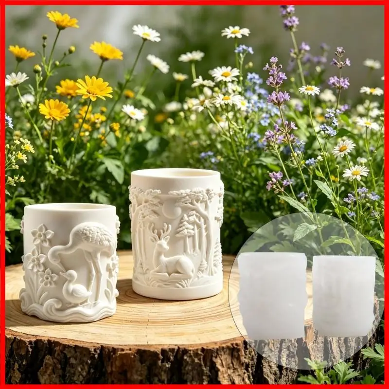 3XUA Silicone Craft Holder Mold for Cylindrical Containers and Tabletop Pieces