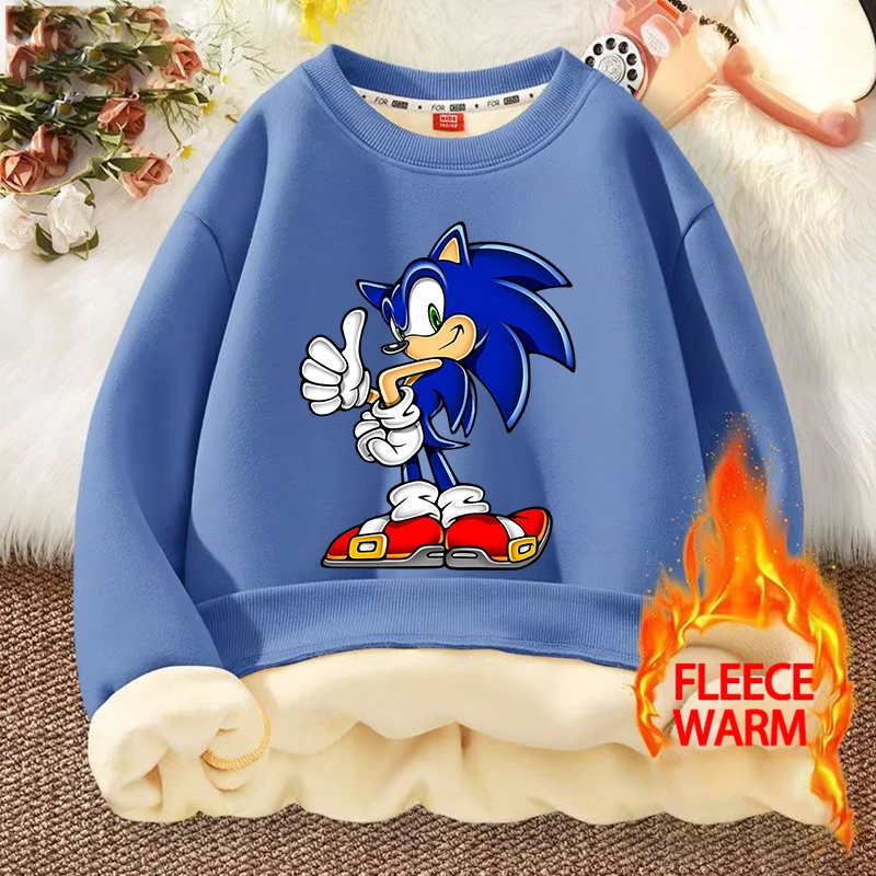 Sonics Bambino Agnello Felpa in pile Ragazzo Ragazza Cartoon Anime Pullover Felpe con cappuccio Inverno Caldo e spesso Abbigliamento per la casa Top Regali di Natale per bambini