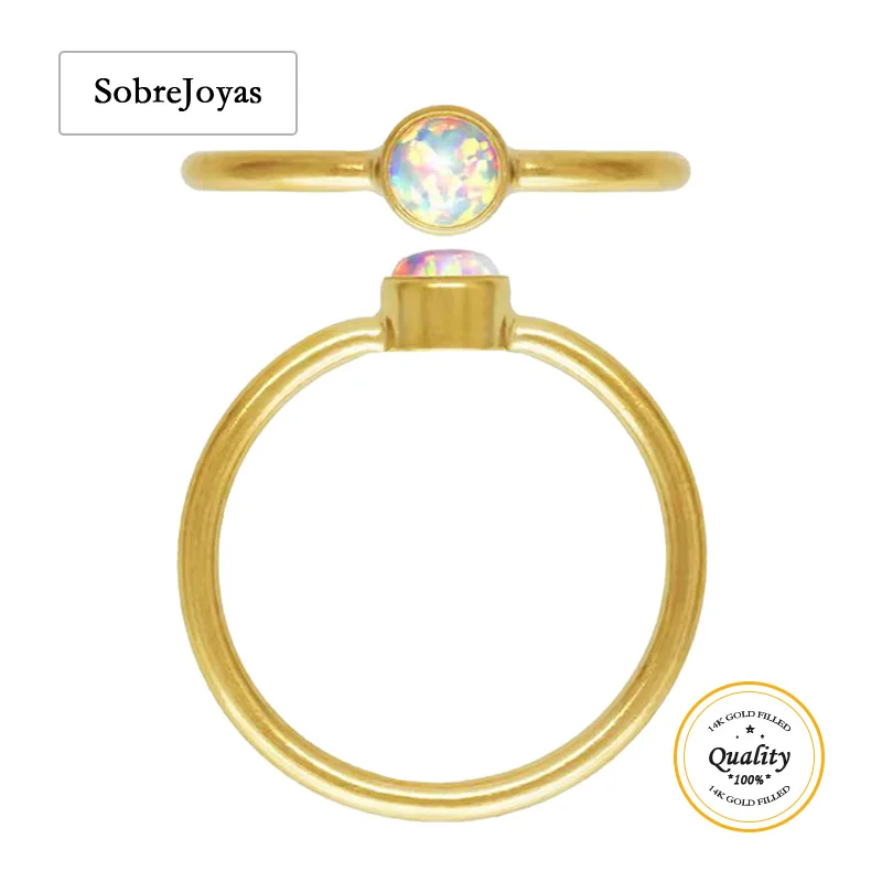 

4mm Opal Ring 14K Gold Filled Minimalist Boho Blue Opal Knuckle Ring for Women Gold Jewelry Opal Ring