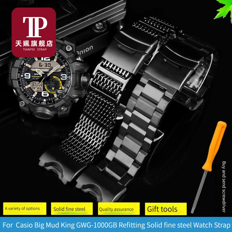 Stainless steel WatchBand For Casio G-SHOCK GWG-1000-1A/A3/1A1 GB/GG Black Men Sport Waterproof Wrist strap Bracelet Accessories