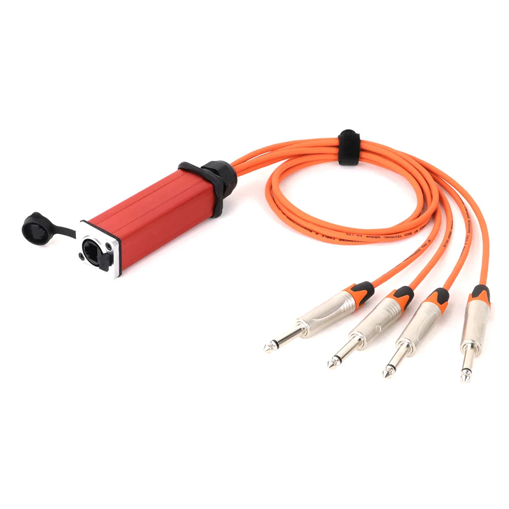 Extensor de señal de red RJ45 a 4 canales, 1/4 pulgadas, 6,35mm, macho, TS, Mono Plug, Cable de Audio, divisor para amplificador de guitarra