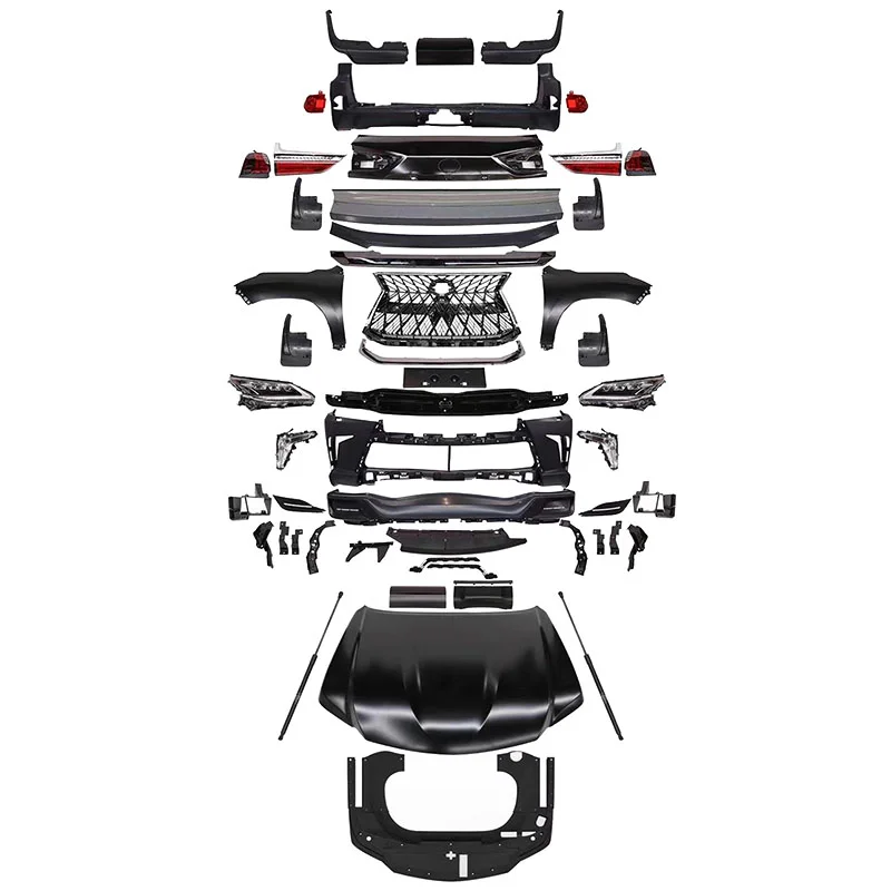 upgrade to 2020 model old new good price body kit include front and rear bumper,headlights for Lexus lx570 2008-2015
