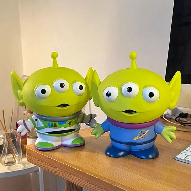 Disney Toy Story Alien Buzz Lightyear Anime Figure Creative Cartoon Cross-dressing Piggy Bank Figure Model Desktop Ornament Gift