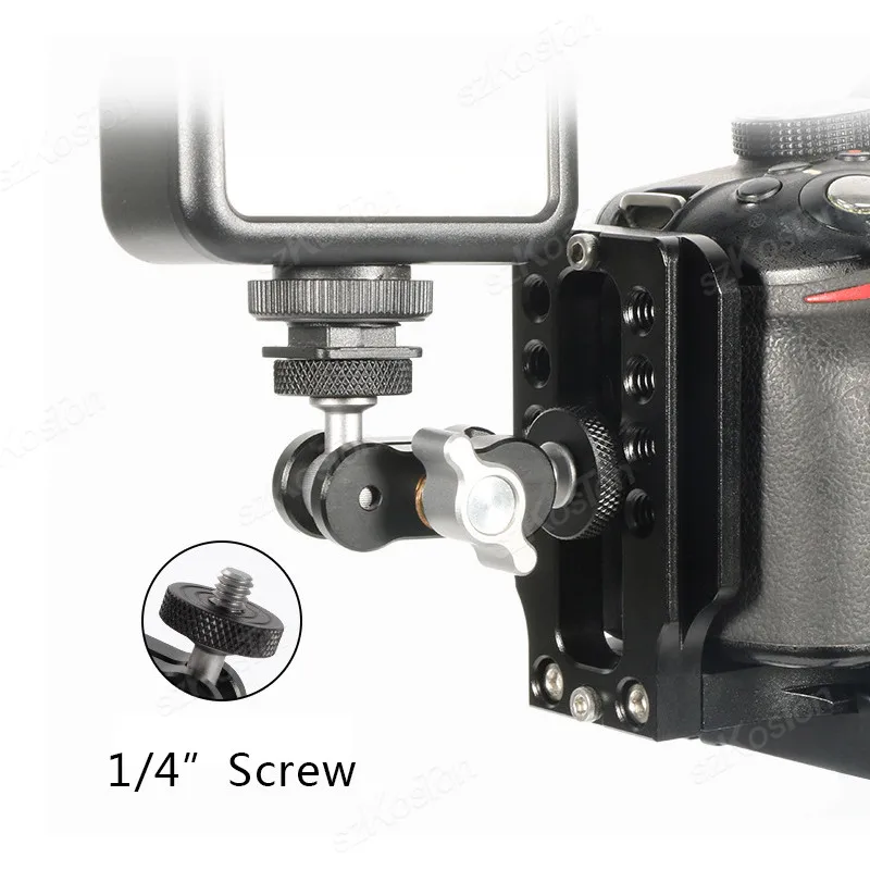 Brazo mágico de doble cabeza de bola con bola 360 de 15 mm °   Soporte extensible de tornillo de 1/4 pulgadas para cámara Gopro DSLR, Monitor, luz de vídeo, micrófono, trípode