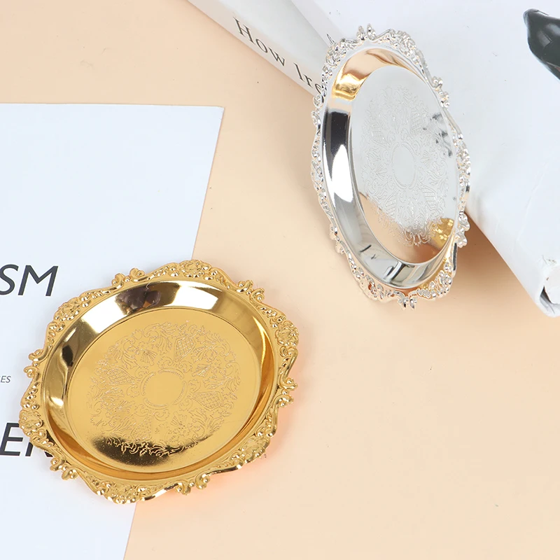 الفضة الذهبي الحديد صينية لوحة لامعة للزينة الحلي بوفيه كعكة الفاكهة لوازم الحفلات الحلوى أشتات تخزين لوحات