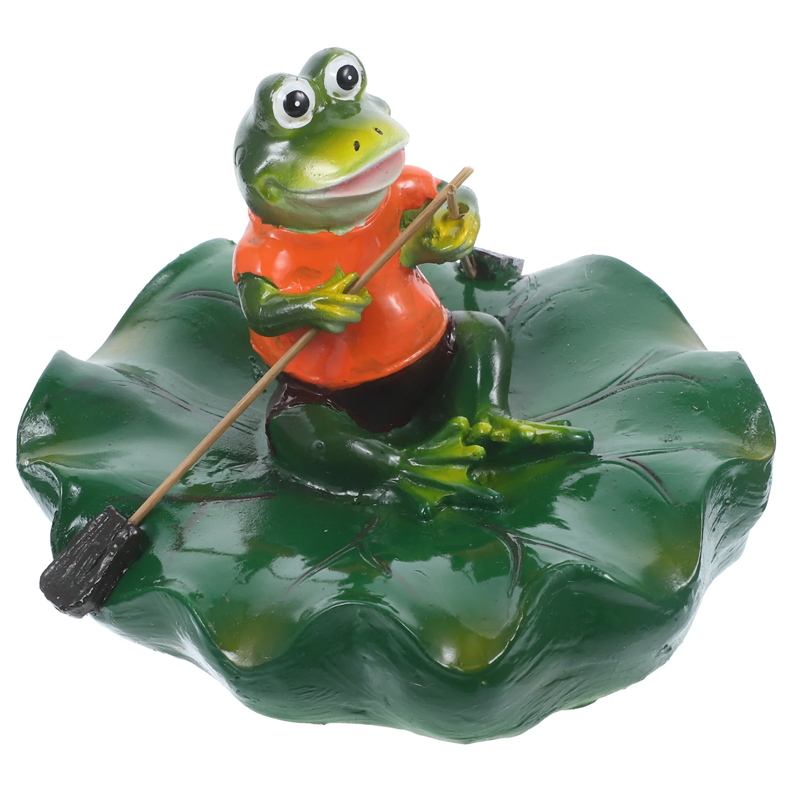 

Декоративная статуэтка лягушки из смолы на листе лотоса для пруда, двора, балкона, водного объекта, уличного газона