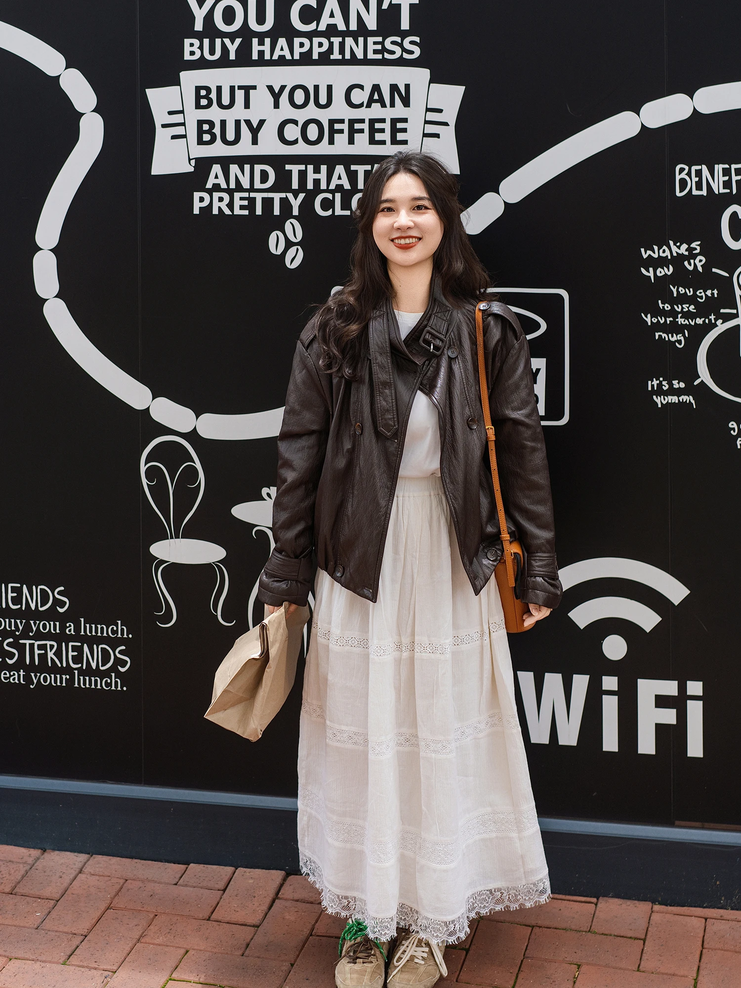 Apipedr Casual Sle Loose Fit Stand Collar PU Leather Jaet Versatile Outerwear Eco-friendly Faion for Young Women