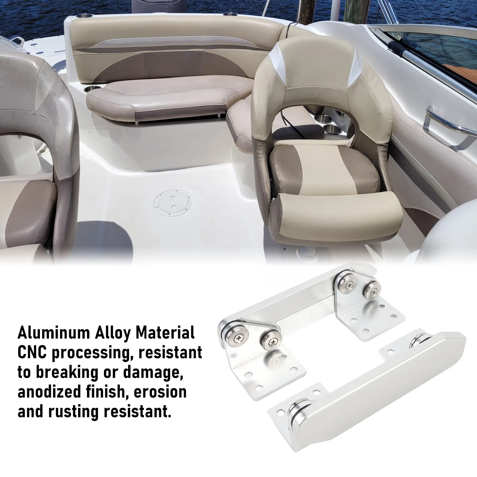 1 Pair Boat Seat Mounting Hinge Aluminum Alloy Anti Pinch Polished Finish Folding Seat Hinge for Yacht Pontoon Ship