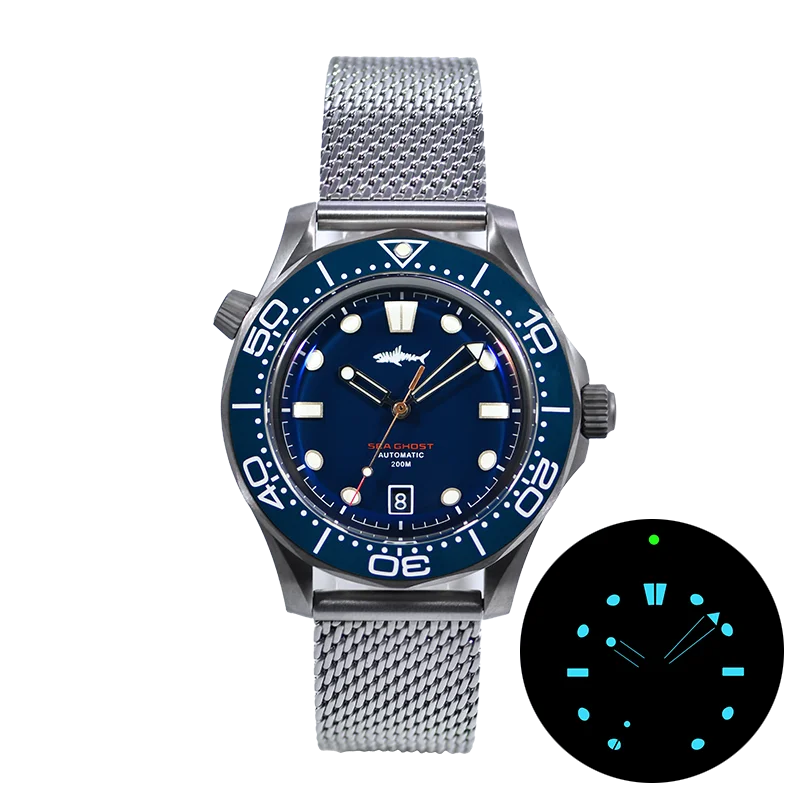 Heimdallr Titanium Horloge Zee Ghost V2 Nttd Nh35 Beweging Datum C3 Lume Saffier Crystal 20bar Automatisch Mechanisch Duikhorloge Heren