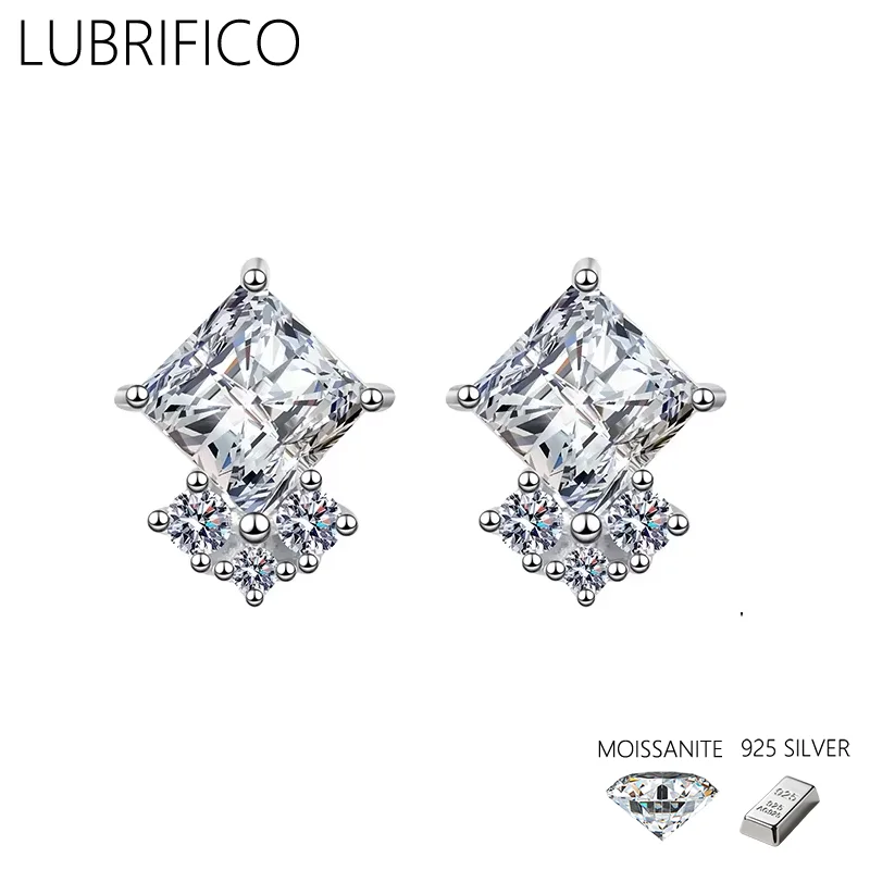 

2,0 карата Муассанит квадратной формы серьги-гвоздики из стерлингового серебра 925 пробы с бриллиантами для женщин ювелирные украшения для свадебной вечеринки