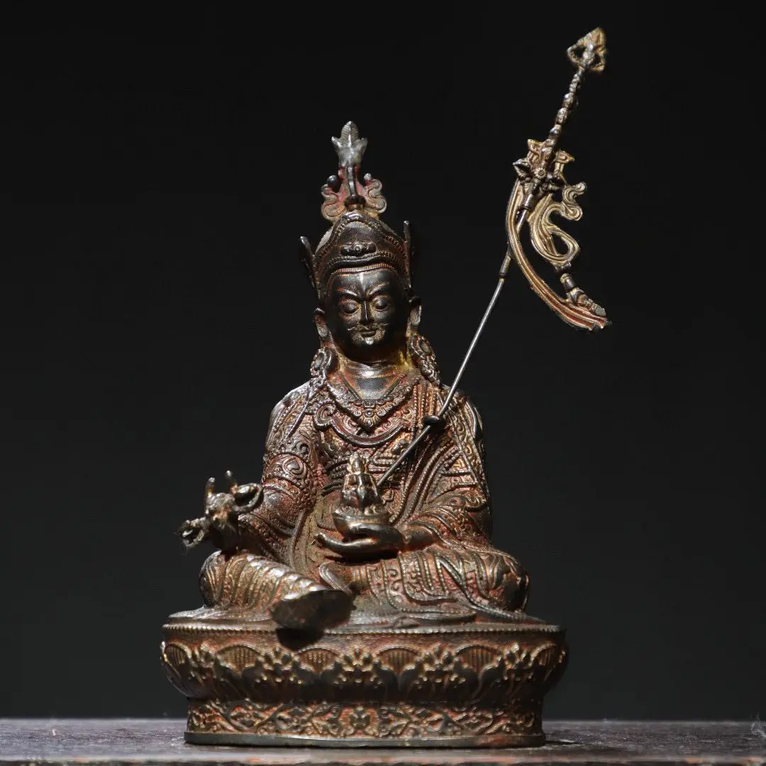 

8" Padmasambhava Rinpoche menla Buddha Statue ancient India bronze Gilt blessed