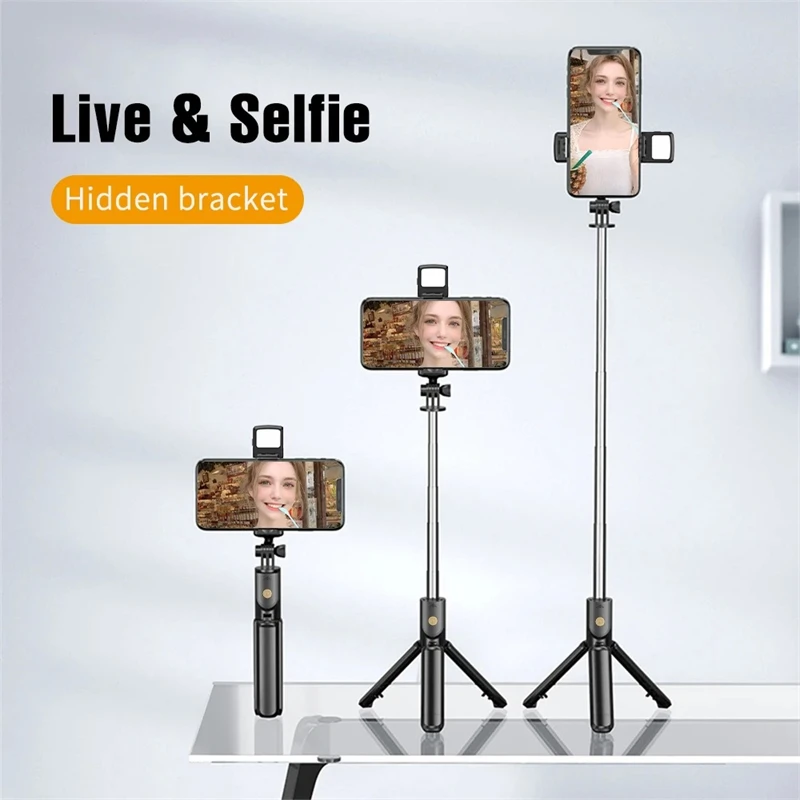 Selfie Stick Draadloze Statief Stand Met Licht Bluetooth Remote Uitschuifbare Statief Voor Iphone Mobiele Telefoon Tiktok Live Streaming