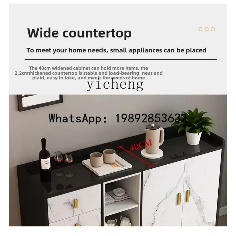 X6  marble pattern light luxury dining side cabinet modern simple tea cabinet living room against the wall entrance high cabinet