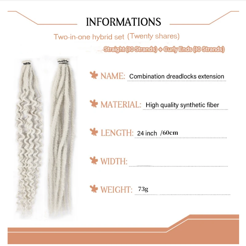 Straight & Curly Ends Dreadlock Extensions Synthetic Boho Crochet Dreads Festival Hair Braids