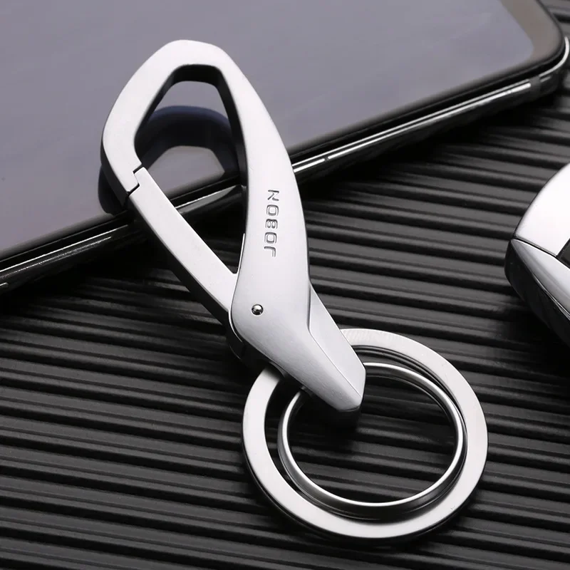 Simple Waist Hanging Car Key Chain Creative High Quality Double Ring Metal Key Pendant Business Men\'s Key Chain Pendant Gift
