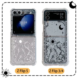 Art Fresh Moon Star Phone Case for Samsung Galaxy Z Flip 3 4 Z Flip 5 6 Z Fold 4 5G PC Soft Anti-fall Back Cover